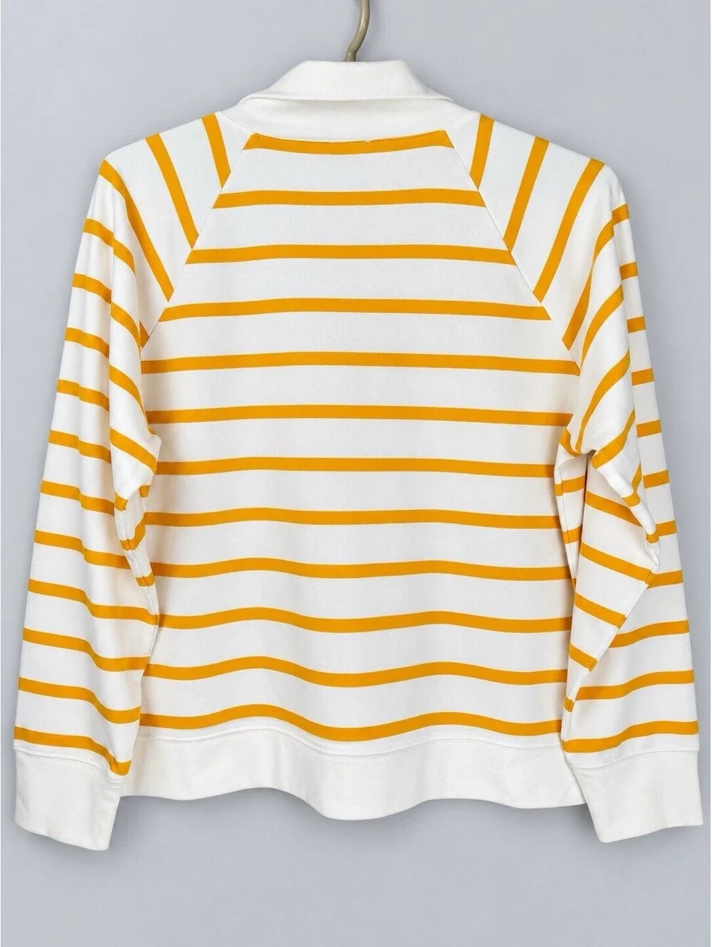 J.Crew Factory BQ148 Striped Button Collar Pullover Sweatshirt Women XL Orange